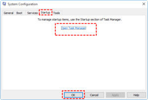 open task manager startup tab